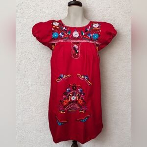 Embroidered Red Kids Dress